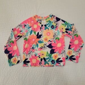 Gymboree Girls 3T Floral Long Sleeve Rash Guard Swim Top Pink Orange Blue 2017